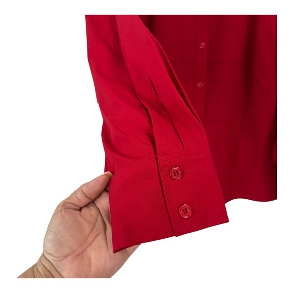 Style & Co Woman Red Long-Sleeve Button-Up Stretch Shirt 20W Polyester/Spandex - Picture 10 of 12